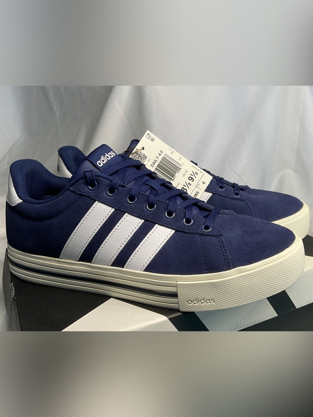 adidas Navy White Platform Skate-Inspired Sneakers